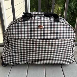 Plaid Rolling Duffle Bag with Wheels 24" Luggage Travel Suitcase